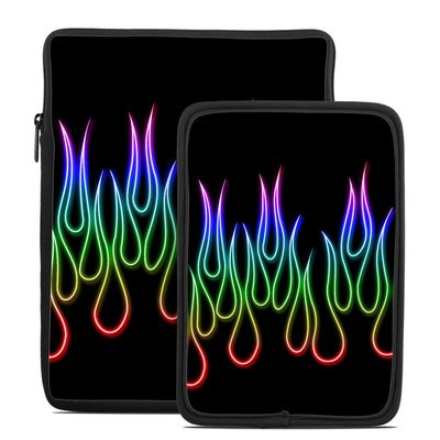 Tablet Sleeve - Rainbow Neon Flames