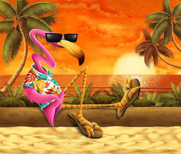 PS3 Skin - Sunset Flamingo (Image 2)