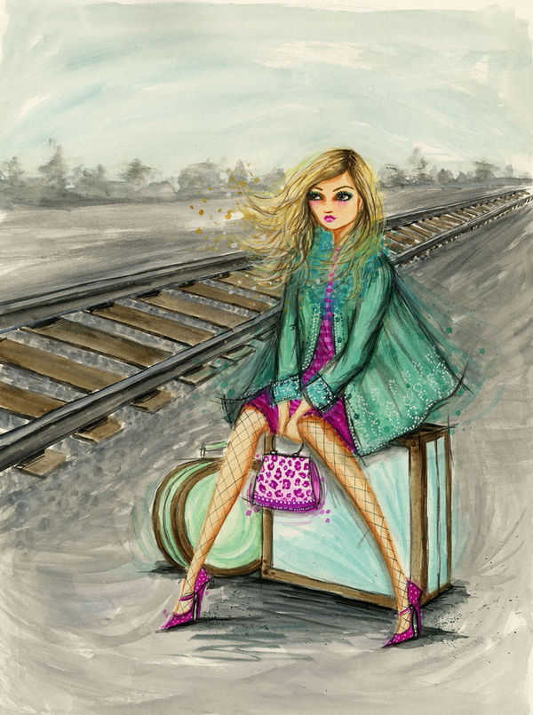 Tablet Sleeve - Lulu Waiting by the Train Tracks (Image 4)