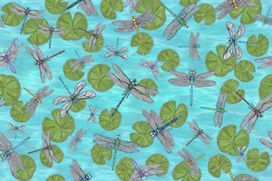 Dragonflies Over Pond