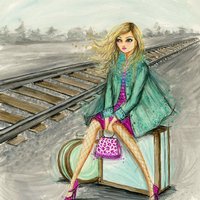 Lulu Waiting by the Train Tracks (Artwork)