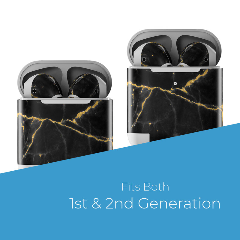 Apple AirPods Skin - Black Gold Marble (Image 2)