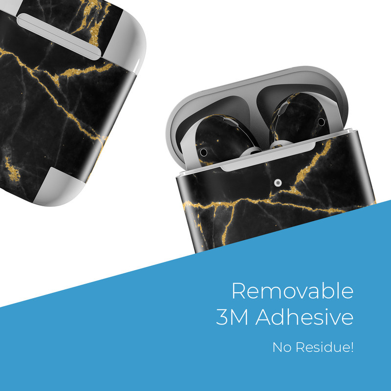 Apple AirPods Skin - Black Gold Marble (Image 4)
