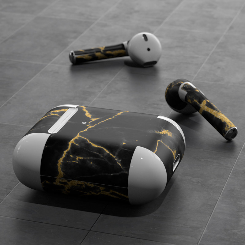 Apple AirPods Skin - Black Gold Marble (Image 5)