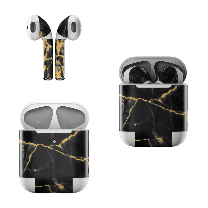 Apple AirPods Skin - Black Gold Marble (Image 1)