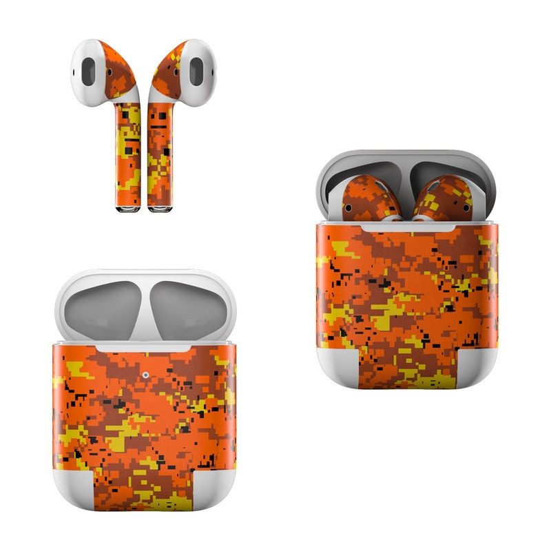 Apple AirPods Skin - Digital Orange Camo (Image 1)