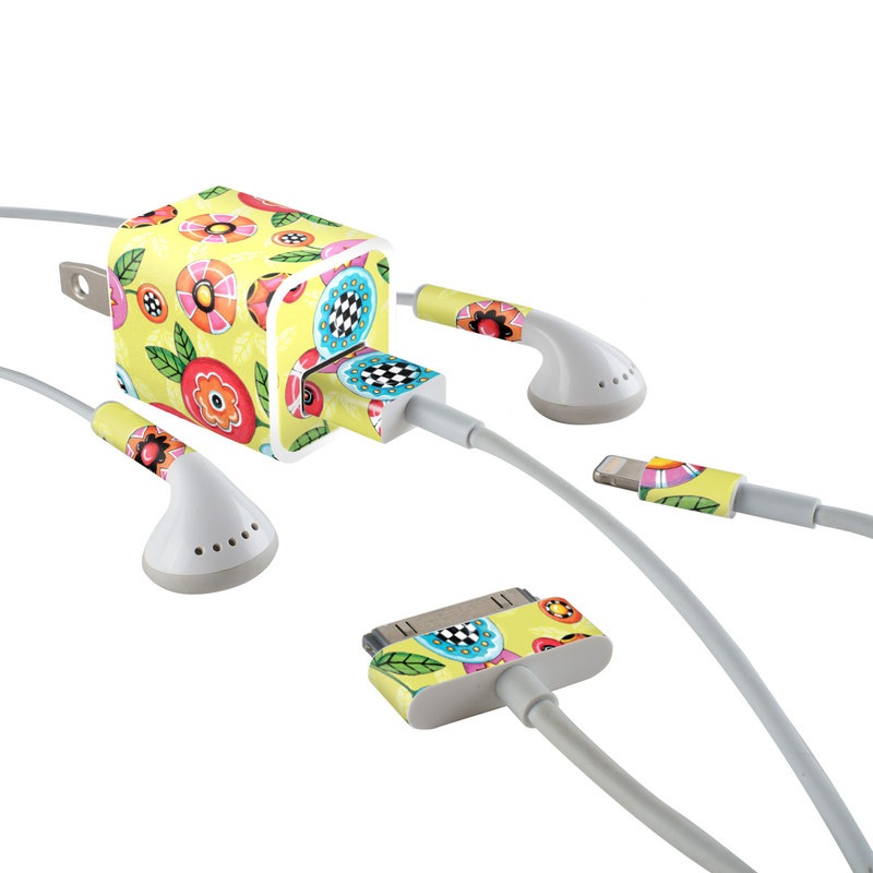 Apple iPhone Charge Kit Skin - Button Flowers (Image 1)