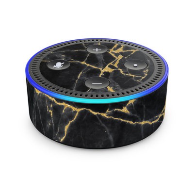 Amazon Echo Dot 2nd Gen Skin - Black Gold Marble