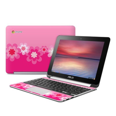 Asus Flip Chromebook Skin - Retro Pink Flowers