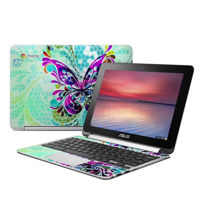 Asus Flip Chromebook Skin - Butterfly Glass (Image 1)