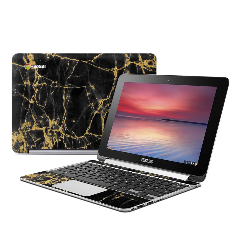 Asus Flip Chromebook Skin - Black Gold Marble (Image 1)