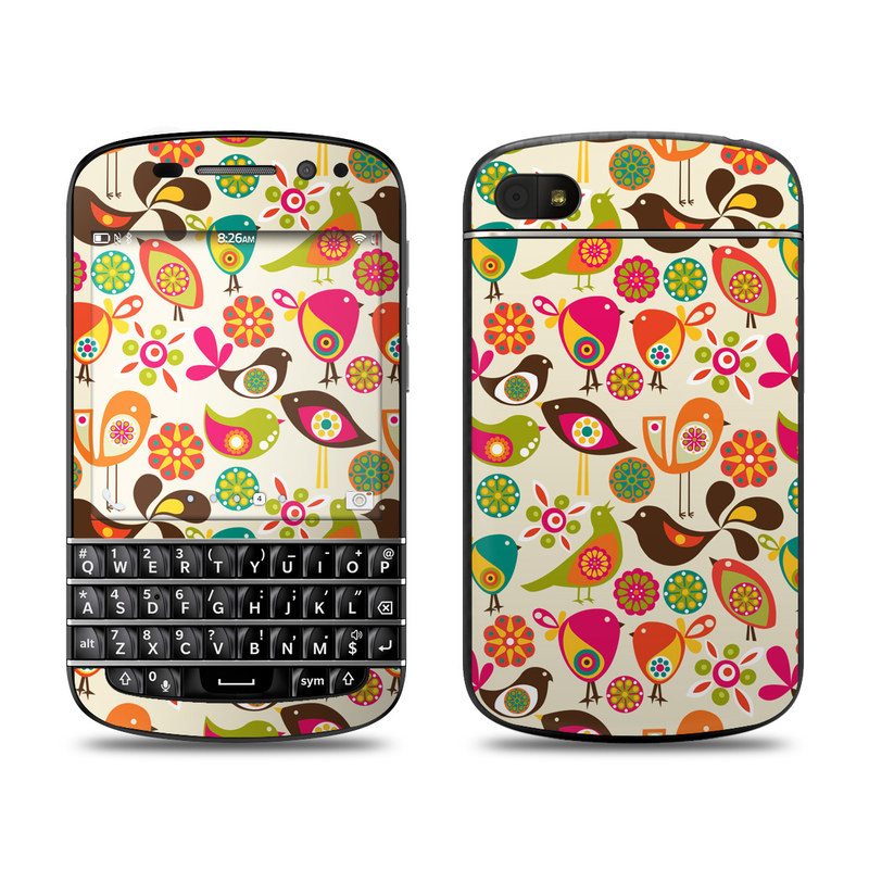 BlackBerry Q10 Skin - Bird Flowers (Image 1)