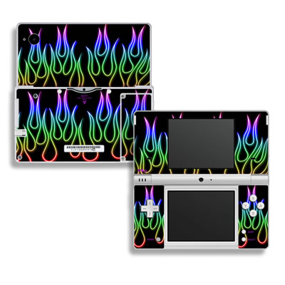 DSi Skin - Rainbow Neon Flames