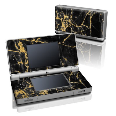 DS Lite Skin - Black Gold Marble