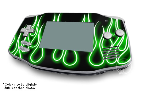 Gameboy Skin - Green Neon Flames