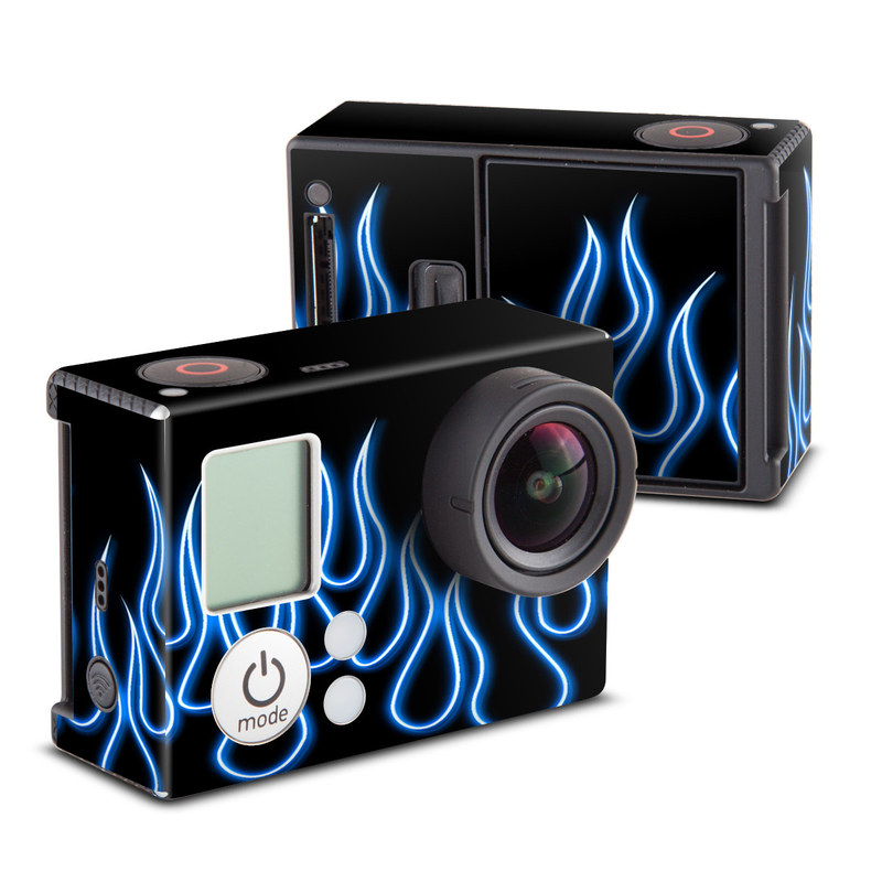 GoPro Hero3 Skin - Blue Neon Flames (Image 1)