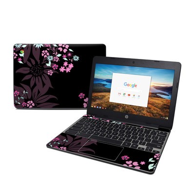 HP Chromebook 11 G5 Skin - Dark Flowers