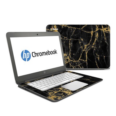 HP Chromebook 14 G4 Skin - Black Gold Marble