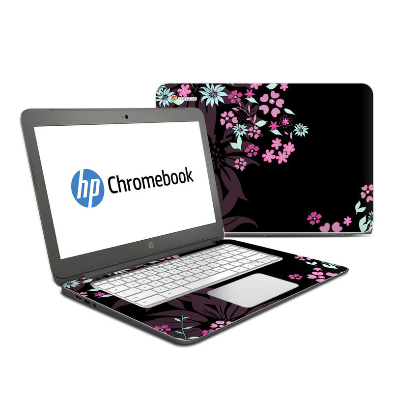 HP Chromebook 14 G4 Skin - Dark Flowers (Image 1)