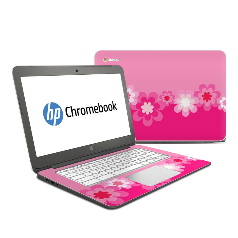 HP Chromebook 14 G4 Skin - Retro Pink Flowers (Image 1)