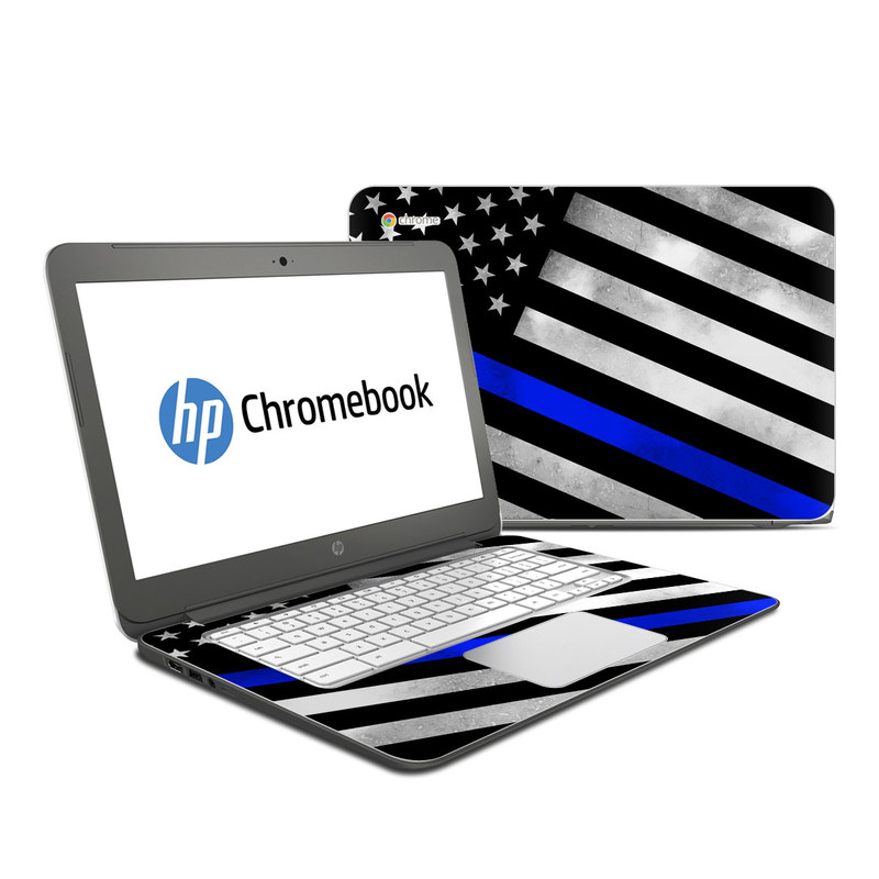 HP Chromebook 14 G4 Skin - Thin Blue Line Hero (Image 1)