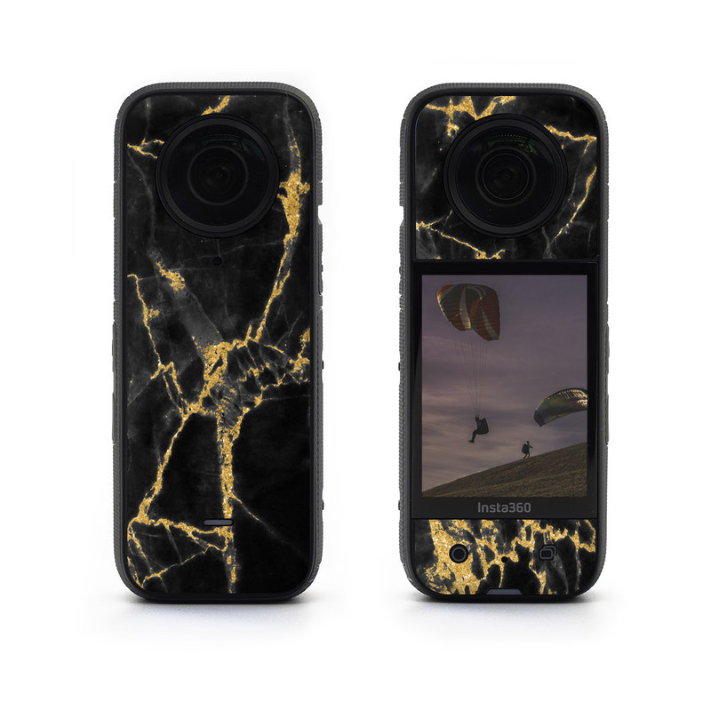 Insta360 X3 Skin - Black Gold Marble (Image 1)