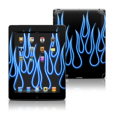 Apple iPad 3 Skin - Blue Neon Flames