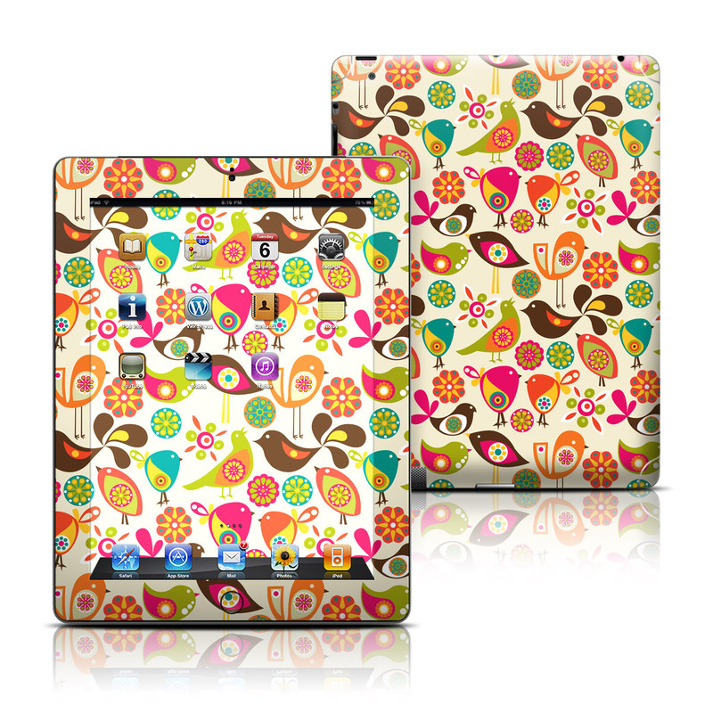 Apple iPad 3 Skin - Bird Flowers (Image 1)