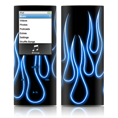 iPod nano (4G) Skin - Blue Neon Flames