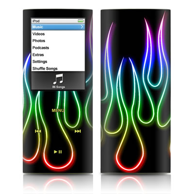 iPod nano (4G) Skin - Rainbow Neon Flames