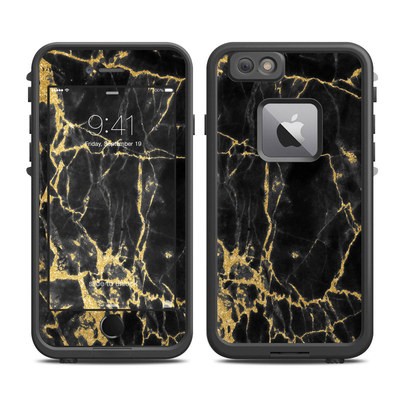 Lifeproof iPhone 6 Plus Fre Case Skin - Black Gold Marble