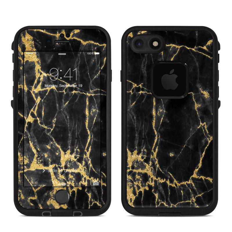 Lifeproof iPhone 7 Fre Case Skin - Black Gold Marble (Image 1)