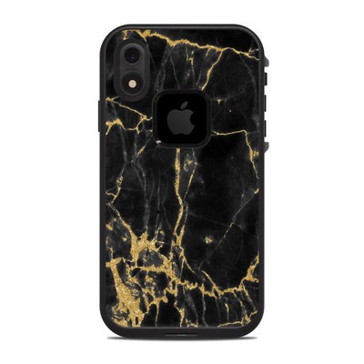 Lifeproof iPhone XR Fre Case Skin - Black Gold Marble