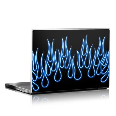 Laptop Skin - Blue Neon Flames