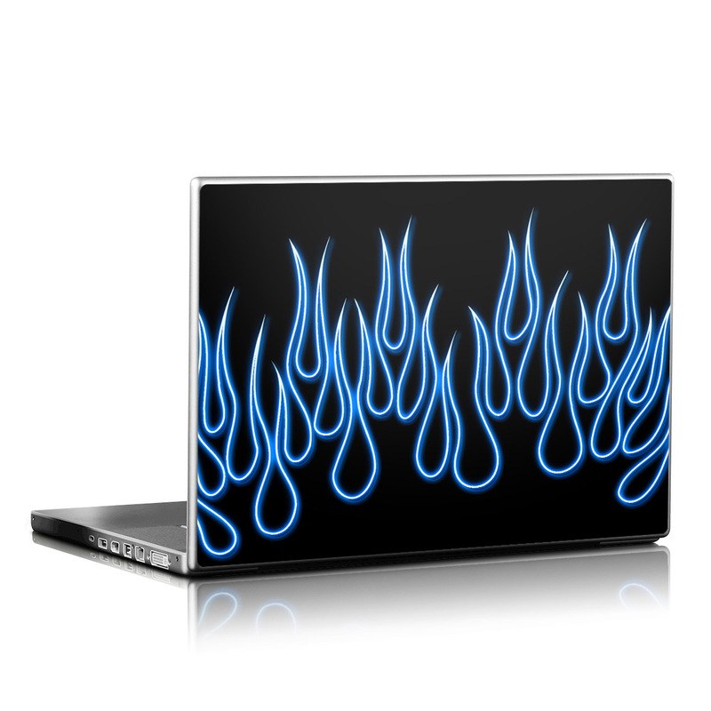 Laptop Skin - Blue Neon Flames (Image 1)