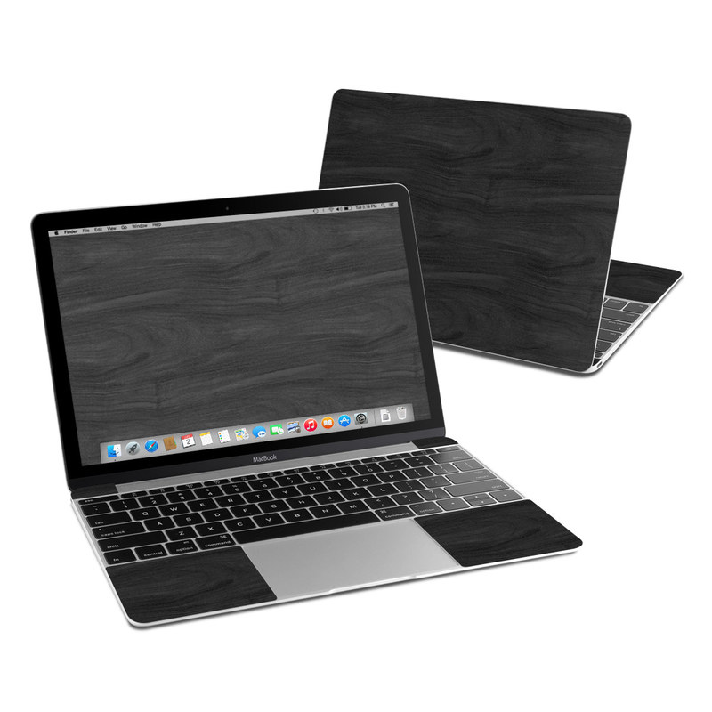 MacBook 12in Skin - Black Woodgrain (Image 1)