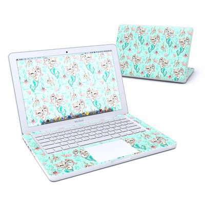 MacBook 13in Skin - Merkittens with Pearls Aqua
