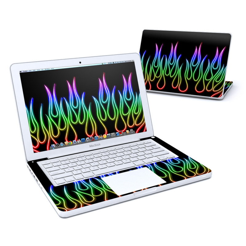 MacBook 13in Skin - Rainbow Neon Flames (Image 1)