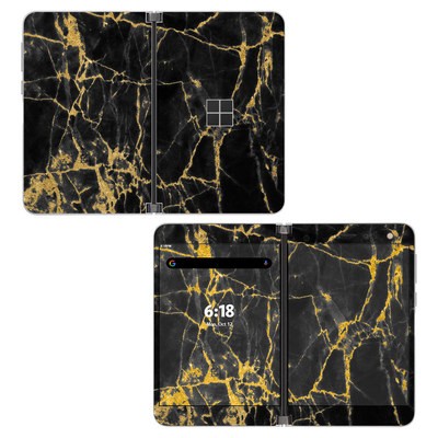 Microsoft Surface Duo Skin - Black Gold Marble