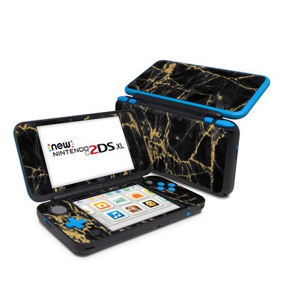 Nintendo 2DS XL Skin - Black Gold Marble
