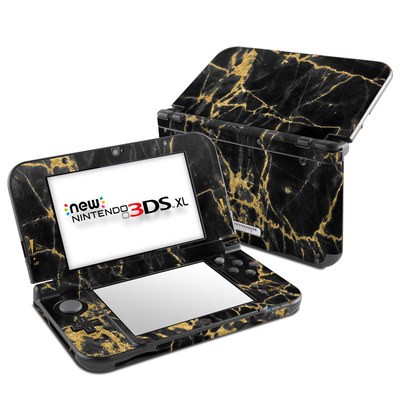 Nintendo New 3DS XL Skin - Black Gold Marble