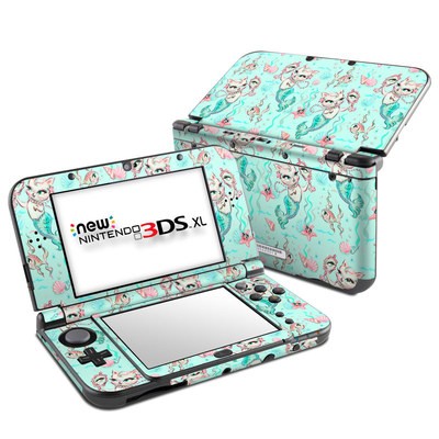 Nintendo New 3DS XL Skin - Merkittens with Pearls Aqua