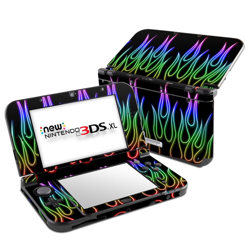 Nintendo New 3DS XL Skin - Rainbow Neon Flames (Image 1)