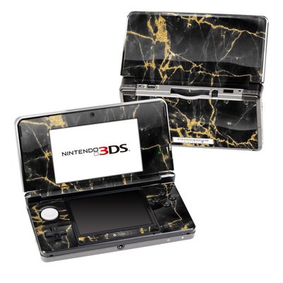 Nintendo 3DS Skin - Black Gold Marble