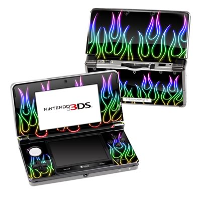 Nintendo 3DS Skin - Rainbow Neon Flames