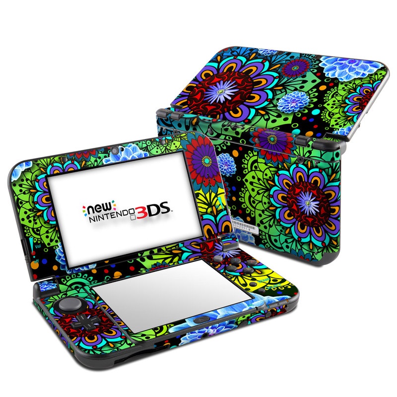 Nintendo 3DS LL Skin - Funky Floratopia (Image 1)