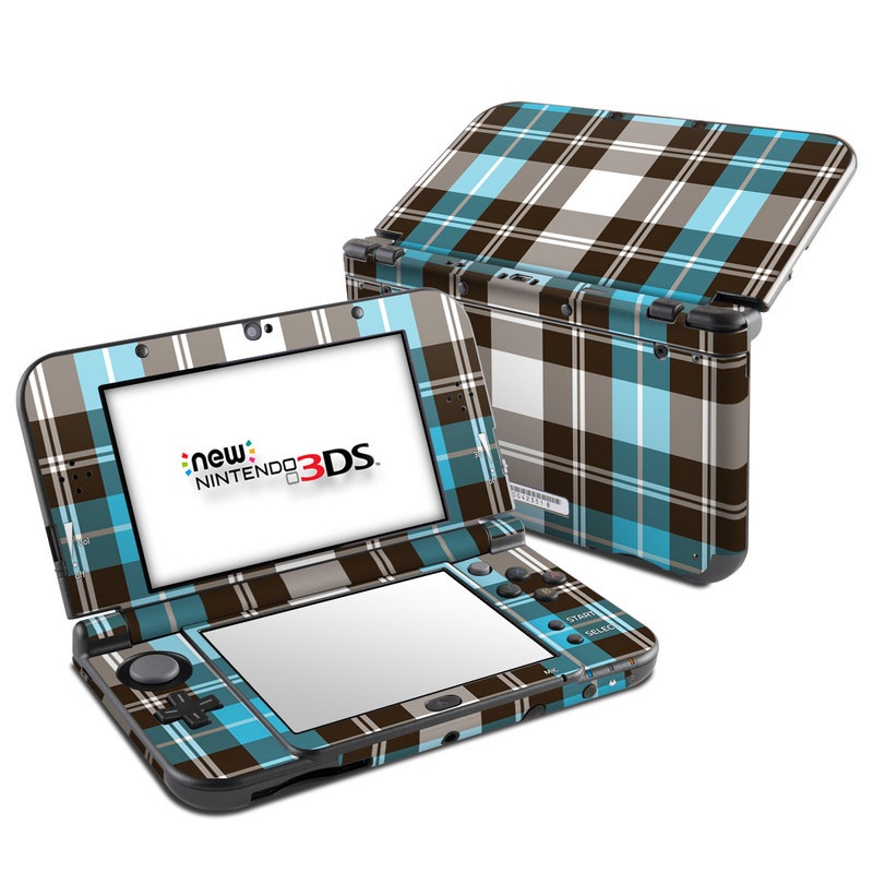 Nintendo 3DS LL Skin - Turquoise Plaid (Image 1)