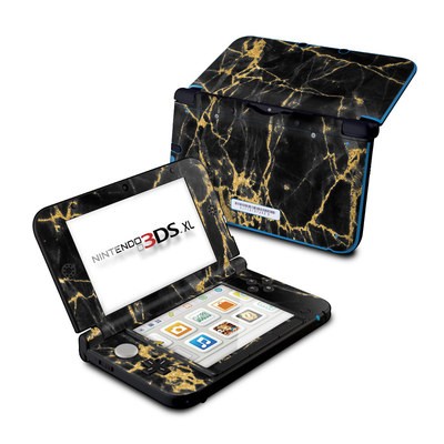 Nintendo 3DS XL Skin - Black Gold Marble
