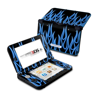 Nintendo 3DS XL Skin - Blue Neon Flames