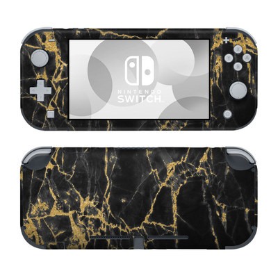 Nintendo Switch Lite Skin - Black Gold Marble